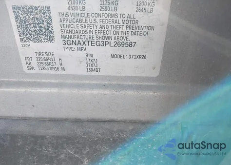 2023 Chevrolet Equinox Awd 2Fl from USA, damaged, VIN 3GNAXTEG3PL269587